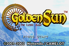 Golden Sun The Lost Age title screen for GameBoy Advance